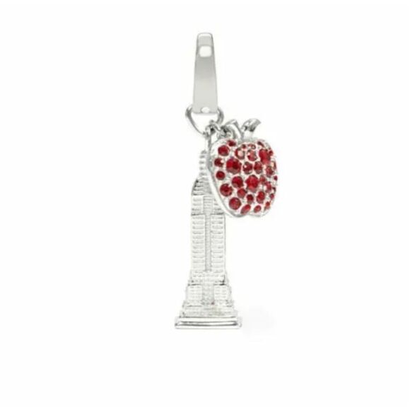 Fossil Silver Tone Empire State Building Charm with Red Rhinestone Embellished A - Picture 1 of 6